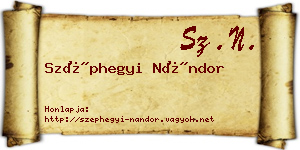 Széphegyi Nándor névjegykártya